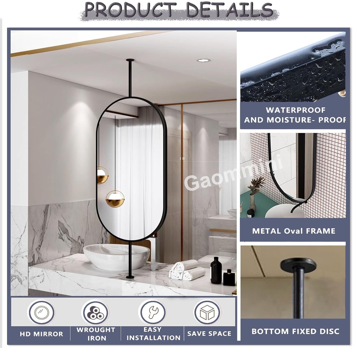 59 cm 76 ブラックメタルフレームオーバルウォールミラー x x cm 59 ブラックメタルフレームオーバルウォールミラー 76